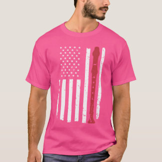 Fluit Amerikaanse Vlag Muzikant Instrument Fluitis T-shirt