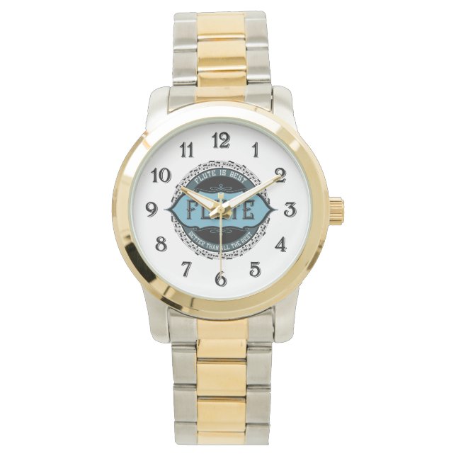 Fluit Beste Muziek Nota Cirkel Horloge (Voorkant)