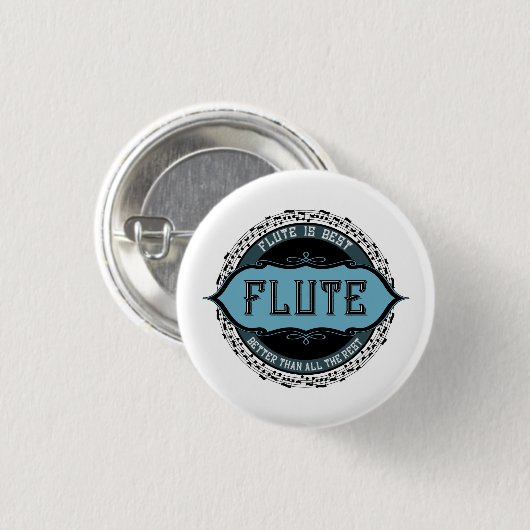 Fluit Beste Muziek Nota Cirkel Ronde Button 3,2 Cm (Voorkant /achterkant)