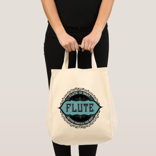 Fluit Beste Muziek Nota Cirkel Tote Bag (Voorkant (product))