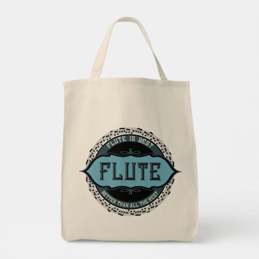 Fluit Beste Muziek Nota Cirkel Tote Bag (Achterkant)