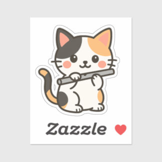 Fluit Calico Kat Wind Melodie Sticker