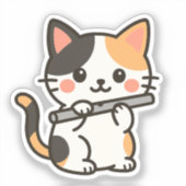 Fluit Calico Kat Wind Melodie Sticker (Voorkant)