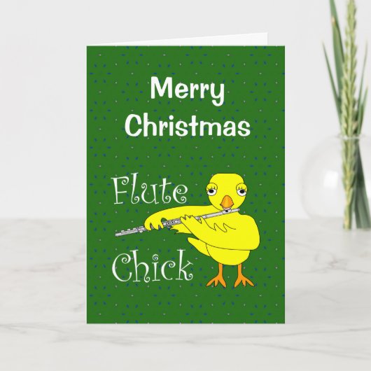 Fluit Chick Tekst Kerstmis Kaart (Voorkant)