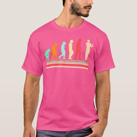 Fluit Evolution Retro Flutist Marching Band Muziek T-shirt (Voorkant)