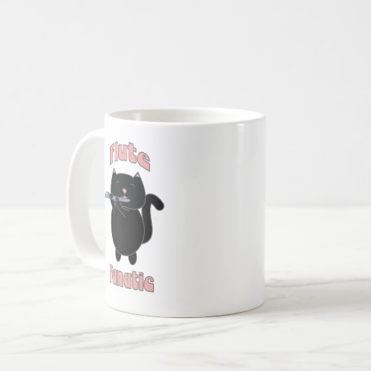Fluit Fanatic Black Cat Funny Koffiemok (Voorkant links)