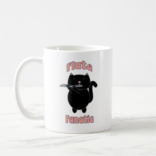 Fluit Fanatic Black Cat Funny Koffiemok (Links)
