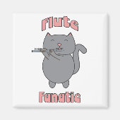 Fluit Fanaticus Roze Grijze Kat Magneet (Voorkant)