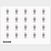 Fluit Fanaticus Roze Grijze Kat Ronde Sticker (Vel)