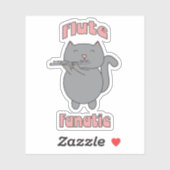 Fluit Fanaticus Roze Grijze Kat Sticker (Vel)