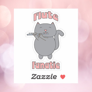 Fluit Fanaticus Roze Grijze Kat Sticker