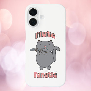 Fluit Fanatieke Grijze Kat Roze iPhone 16 Hoesje