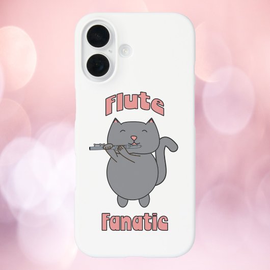 Fluit Fanatieke Grijze Kat Roze Case-Mate iPhone Case