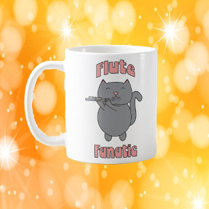 Fluit Fanatieke Grijze Kat Roze Koffiemok