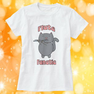 Fluit Fantastisch Grijze Kat Roze T-shirt