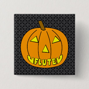 Fluit Halloween Pompoen Vierkante Button 5,1 Cm