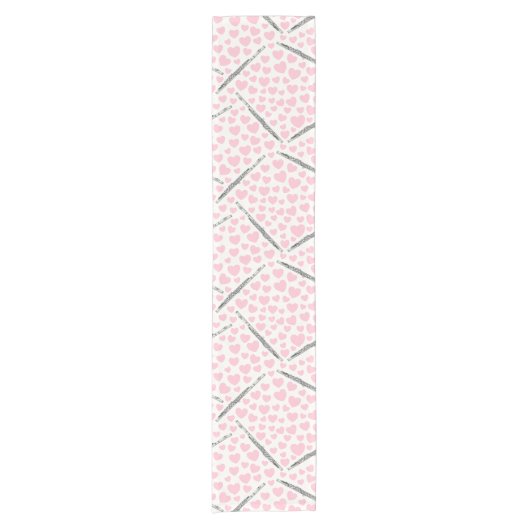 Fluit met roze harten, fluitist muzikant bruiloft korte tafelloper (Voorkant)