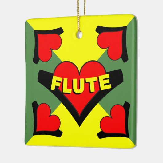 Fluit over hart keramisch ornament (Links)