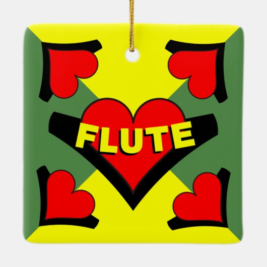 Fluit over hart keramisch ornament (Achterkant)