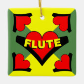 Fluit over hart keramisch ornament (Voorkant)