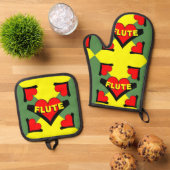Fluit over hart ovenwant & pannenlap set (Top down)