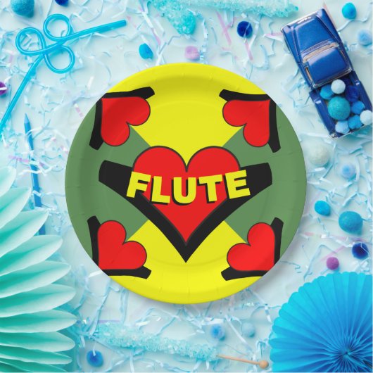 Fluit over hart papieren bordje (Feest)