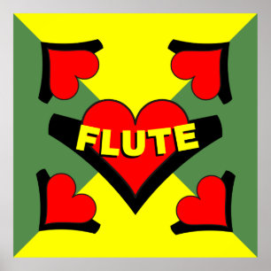 Fluit over hart poster