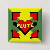 Fluit over hart vierkante button 5,1 cm (Voorkant)