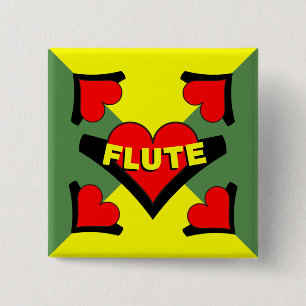 Fluit over hart vierkante button 5,1 cm