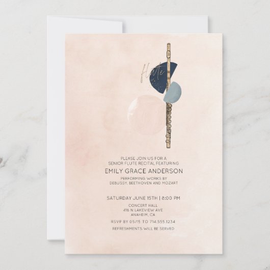 Fluit Overweging Abstract Blush Pink & Blue Gold Kaart (Voorkant)