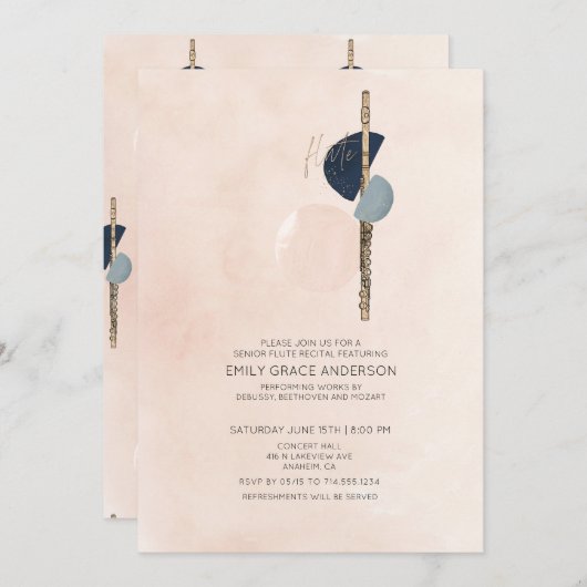 Fluit Overweging Abstract Blush Pink & Blue Gold Kaart (Voorkant / Achterkant)