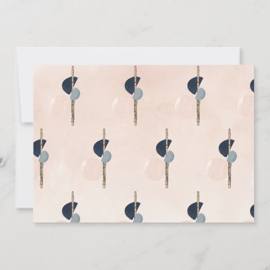 Fluit Overweging Abstract Blush Pink & Navy Blue G Kaart (Achterkant)