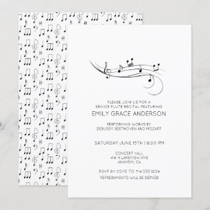 Fluit Overweging Muzieknoten Zwart & Wit Kaart