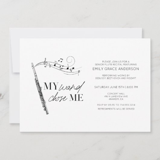 Fluit recital Mijn toverstok Koos Mij Quote Zwart  Kaart (Voorkant)