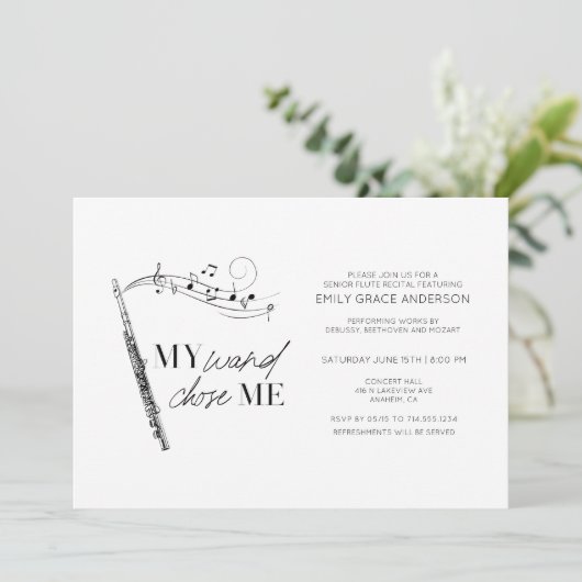 Fluit recital Mijn toverstok Koos Mij Quote Zwart  Kaart (Staand voorkant)