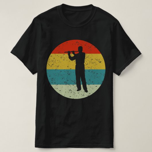 Fluit retro  silhouet 70s t-shirt (Design voorkant)