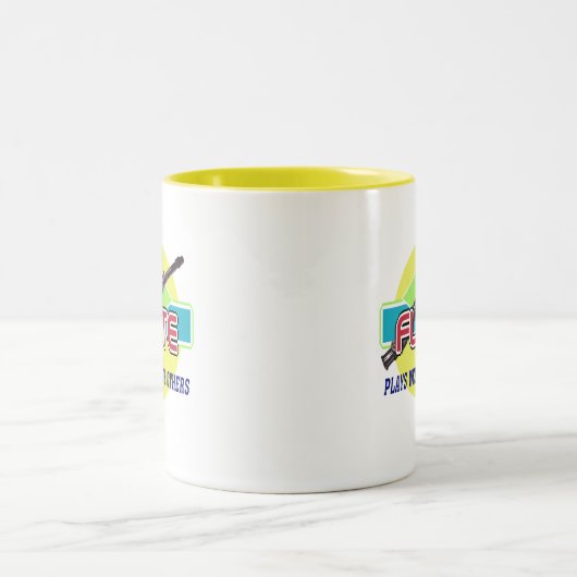 Fluit speelt goed tweekleurige koffiemok (Center)