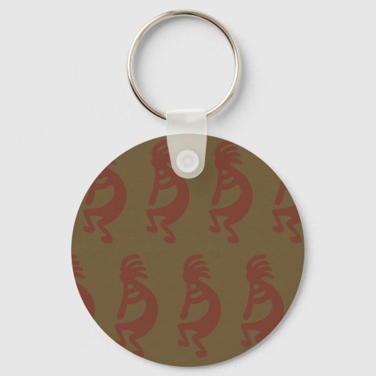 Fluit Spelen Kokopelli - Rood/Groen/Rood Sleutelhanger (Voorkant)