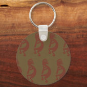 Fluit Spelen Kokopelli - Rood/Groen/Rood Sleutelhanger (Voorkant)