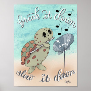 Fluit Spelen Schildpad Poster