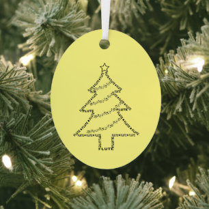 Fluit Tekst Kerstboom Metalen Ornament