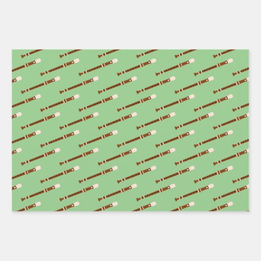 Fluit Woodwind Muzikaal Ontwerp Inpakpapier Vel (Voorkant 3)