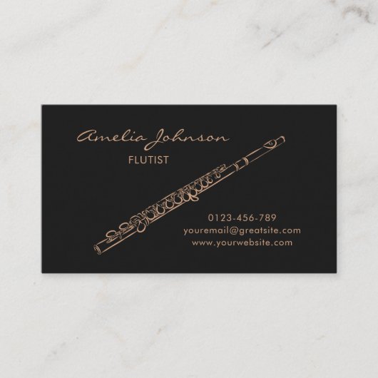 Fluit Zwart & Goud Elegant Visitekaartje (Voorkant)