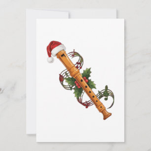 Fluitblokfluit Instrument Santa Hoed Kerstmis Bedankkaart