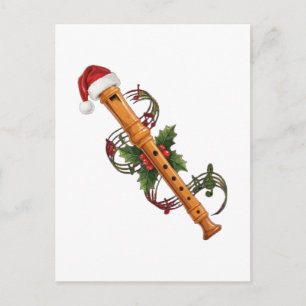 Fluitblokfluit Instrument Santa Hoed Kerstmis   Briefkaart