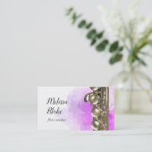 Fluitdocent paarse waterverf achtergrond visitekaartje (Staand voorkant)