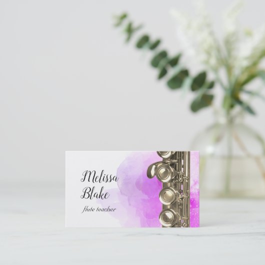 Fluitdocent paarse waterverf achtergrond visitekaartje (Staand voorkant)