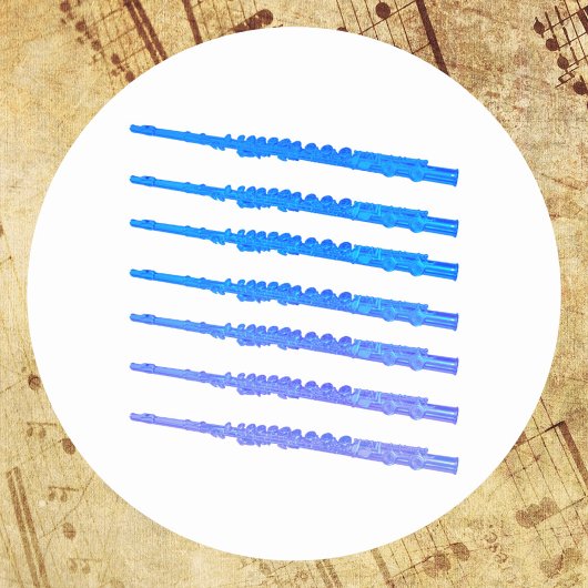 fluiten blauw ombre patroon ronde sticker