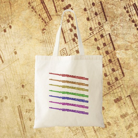 Fluiten Kleurrijke Regenboog Tote Bag