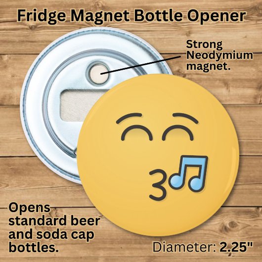 Fluitend Gezicht met Lachende Ogen Button Flesopener